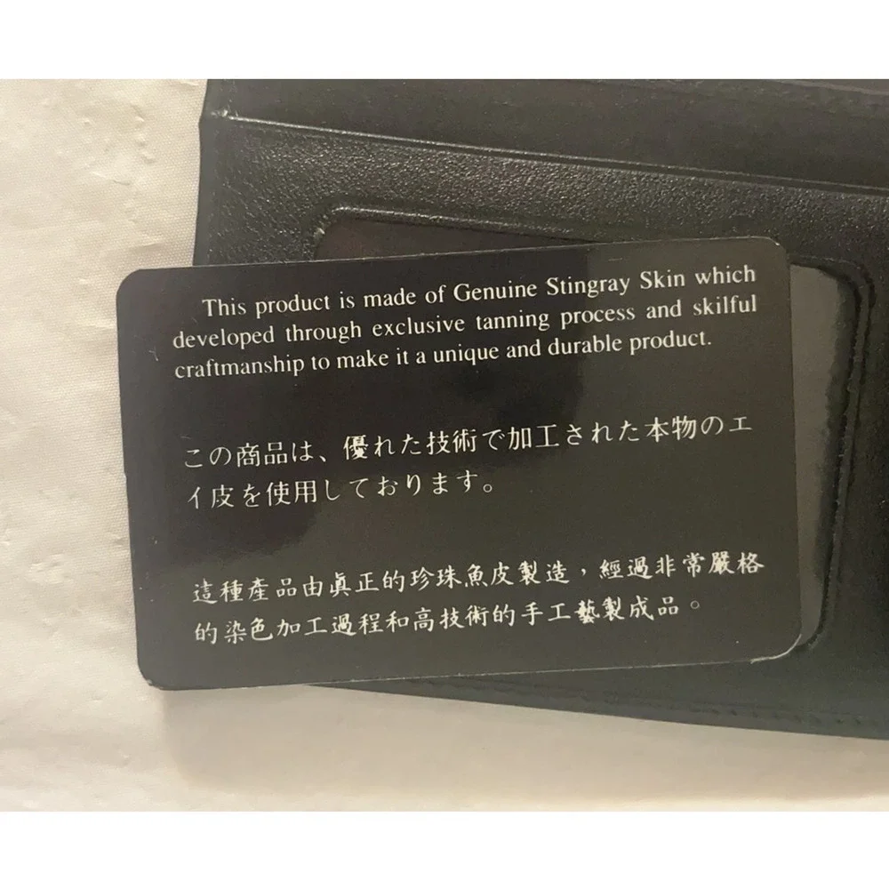 River Black Shagreen Bifold Wallet Genuine Leather ID Holder